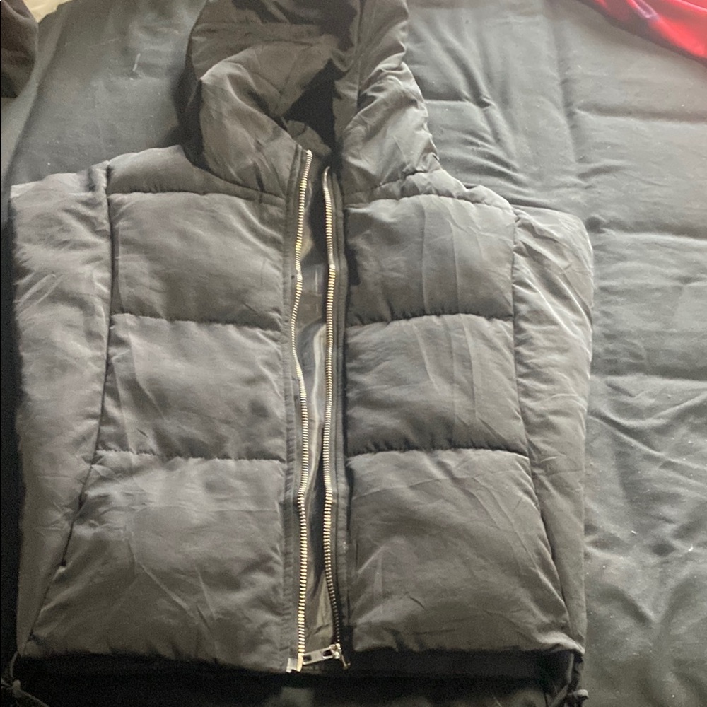 Black Puffer Vest with Hood